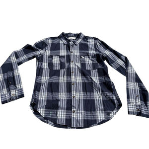 Abercrombie & Fitch Navy Plaid Button Down Shirt Men’s Medium Long Sleeve Casual